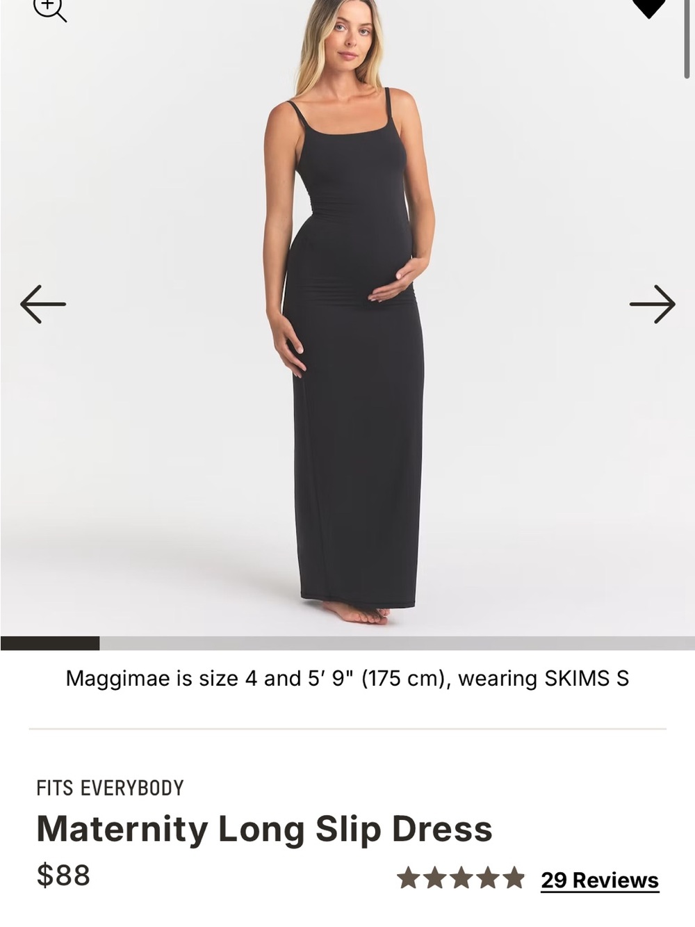 SKIMS Black Maternity Maxi Slip Dress